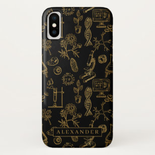 Science Biology Art Gold Pattern Monogram Case-Mate iPhone Case