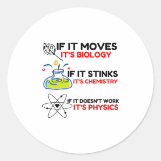 Science BIOLOGY CHEMISTRY PHYSICS Classic Round Sticker