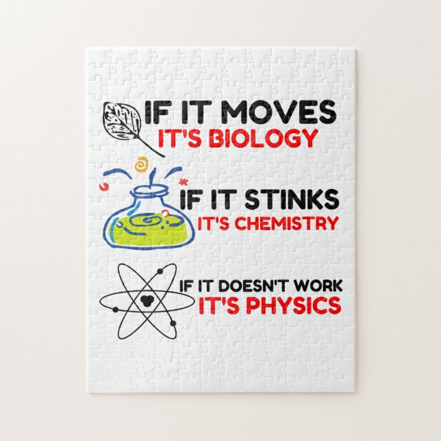 Science BIOLOGY CHEMISTRY PHYSICS Jigsaw Puzzle (Vertical)