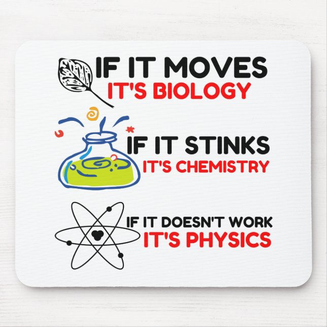 Science BIOLOGY CHEMISTRY PHYSICS Mouse Pad (Front)