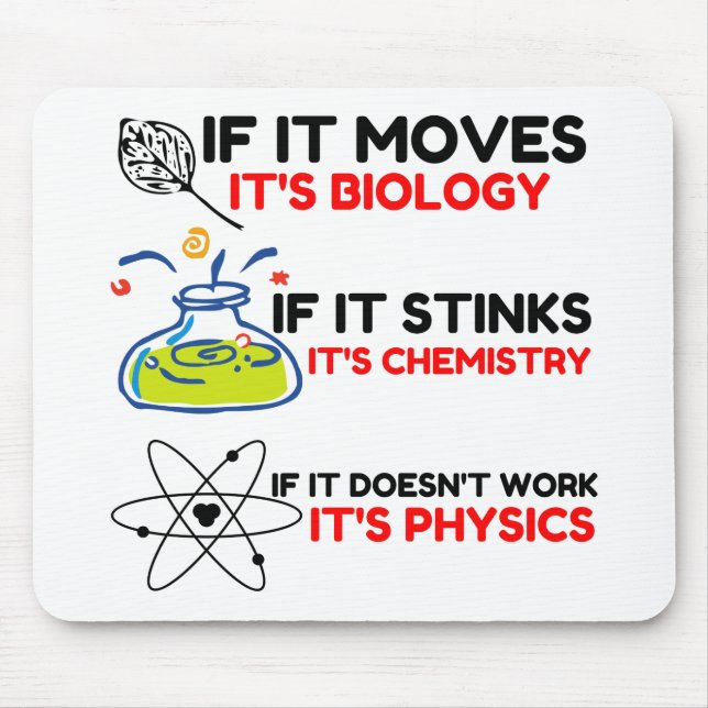 Science BIOLOGY CHEMISTRY PHYSICS Mouse Pad (Front)