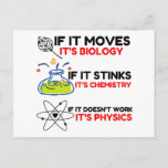 Science BIOLOGY CHEMISTRY PHYSICS Postcard<br><div class="desc">Funny, cool, awesome, animals, nerd, geek, vintage, retro, sayings, gift idea, couple, love, sports</div>