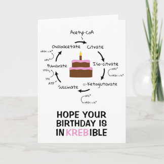Science Birthday Kreb's Cycle Biology Cake Teacher Card