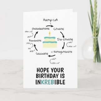 Science Birthday Kreb's Cycle Biology Cake Teacher Card