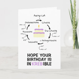 Science Birthday Kreb's Cycle Biology Cake Teacher Card