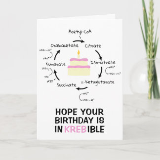Science Birthday Kreb's Cycle Biology Cake Teacher Card