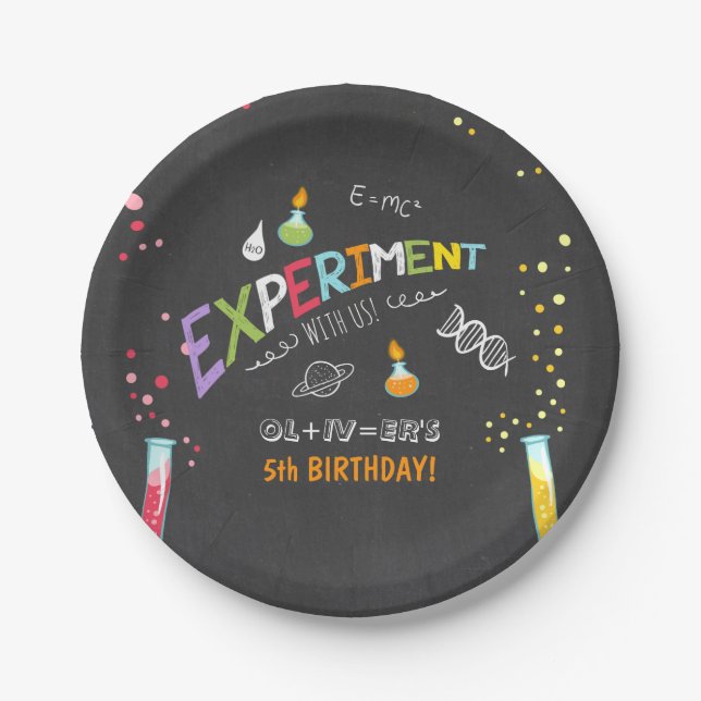 Science Birthday Paper plates Experiment Lab Boy (Front)