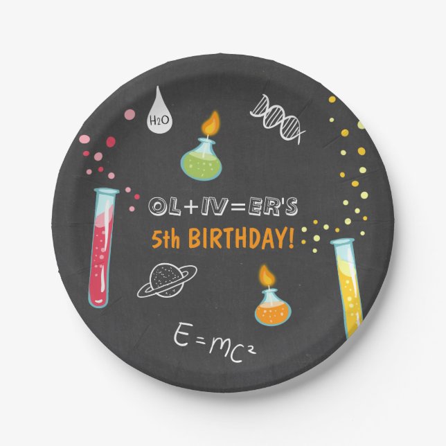 Science Birthday Paper plates Experiment Lab Boy (Front)