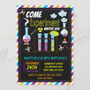 Science Birthday Party Invitation for a Boy