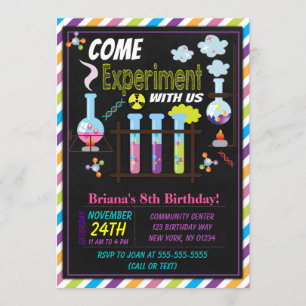 Science Birthday Party Invitation for a Girl