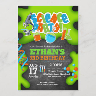 Science Birthday Party Invitation - Mad Scientist
