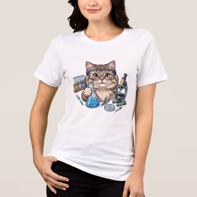 Science Cat Lab - Funny Back To School Tri-Blend Shirt (Front)