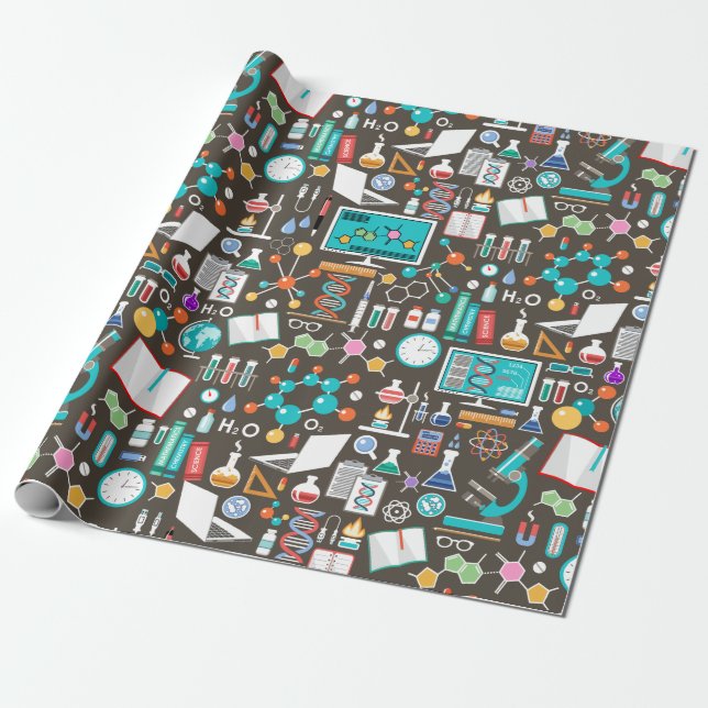 Science / Chemistry Pattern Wrapping Paper (Unrolled)