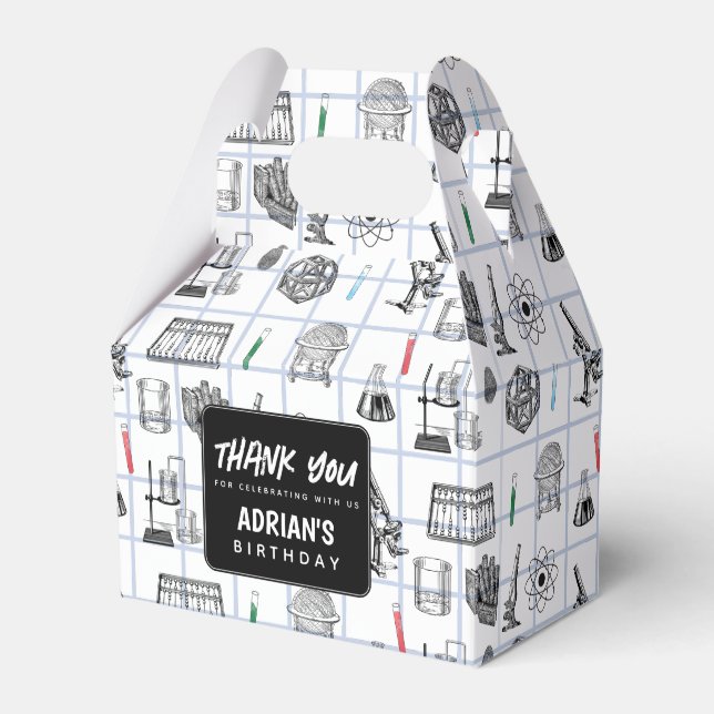 Science Chemistry Scientist Birthday Party Theme Favour Box (Front Side)
