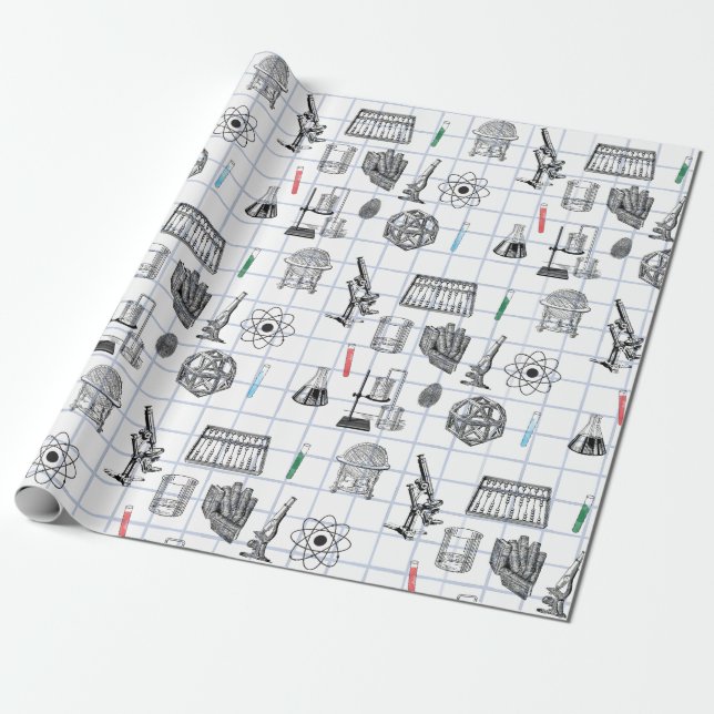 Science Chemistry Scientist Pattern Wrapping Paper (Unrolled)