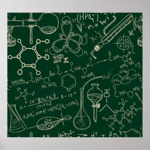 Science, chemistry, vintage laboratory pattern poster