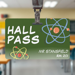 Science Class Teacher School Classroom Hall Pass ID Badge