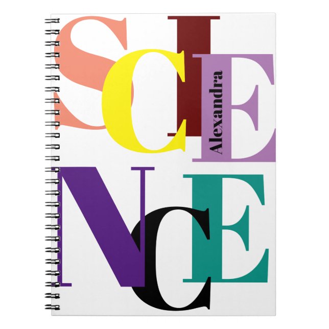 "SCIENCE" colourful personalised Notebook (Front)