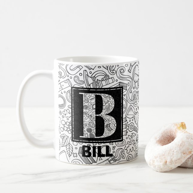 Science Custom Monogram - Letter B Coffee Mug (With Donut)