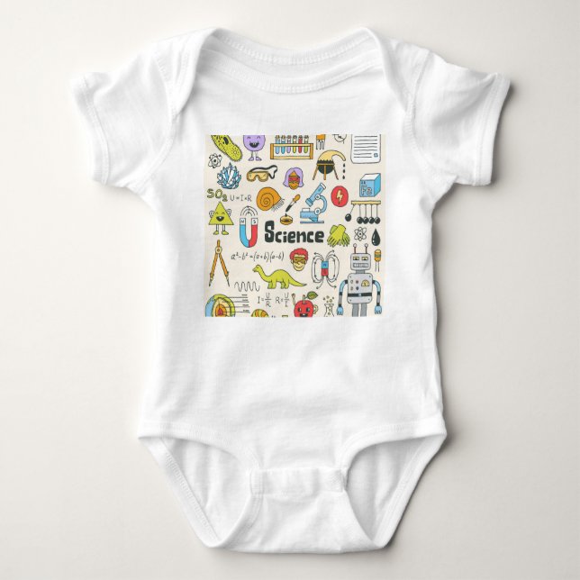 Science Doodles: Hand-Drawn School Set. Baby Bodysuit (Front)