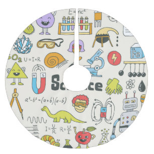 Science Doodles: Hand-Drawn School Set. Brushed Polyester Tree Skirt