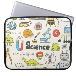 Science Doodles: Hand-Drawn School Set. Laptop Sleeve