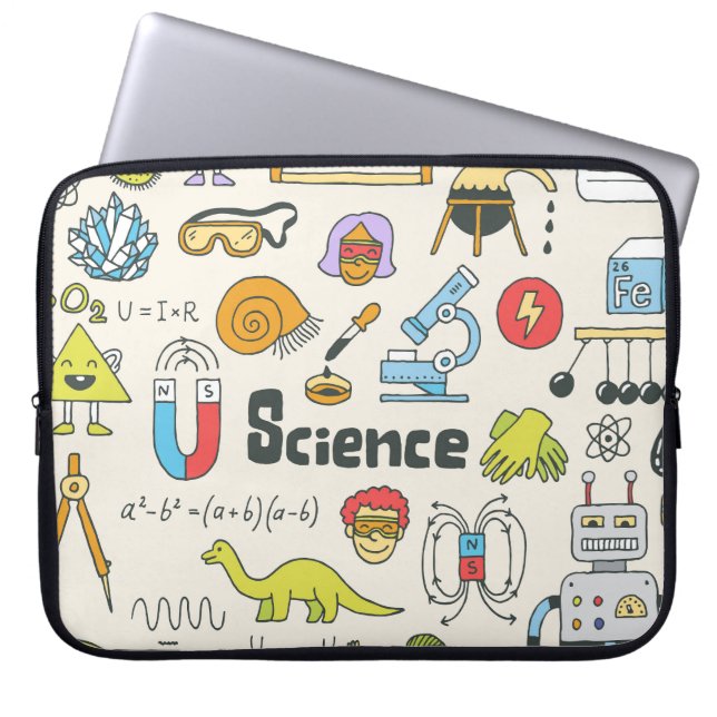 Science Doodles: Hand-Drawn School Set. Laptop Sleeve (Front)