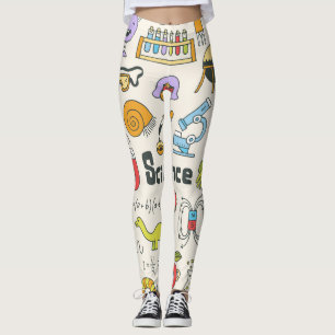Science Doodles: Hand-Drawn School Set. Leggings