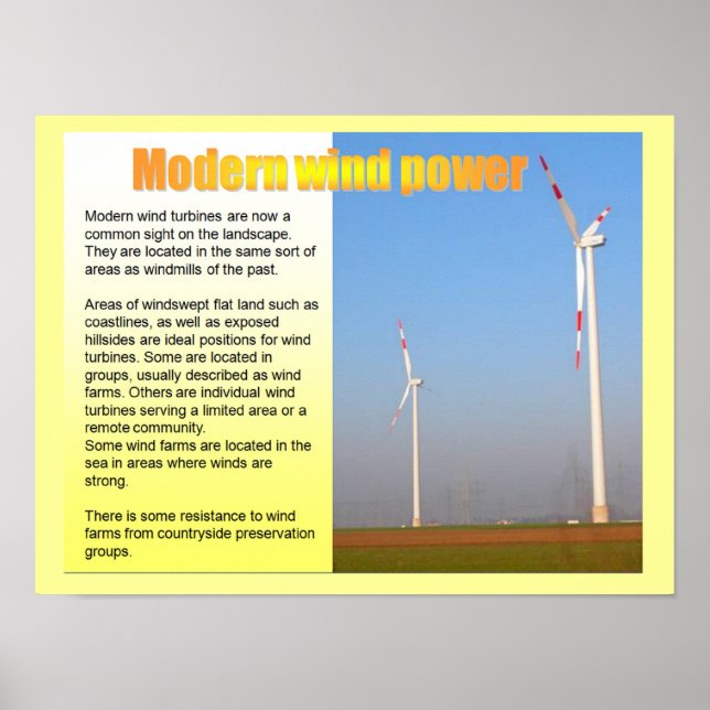 Science, Energy, Electricity, Modern wind power Poster (Front)