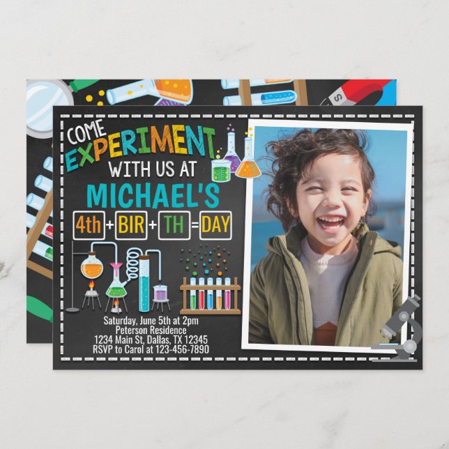 Science Experiment Birthday Party Invitation (Front/Back)