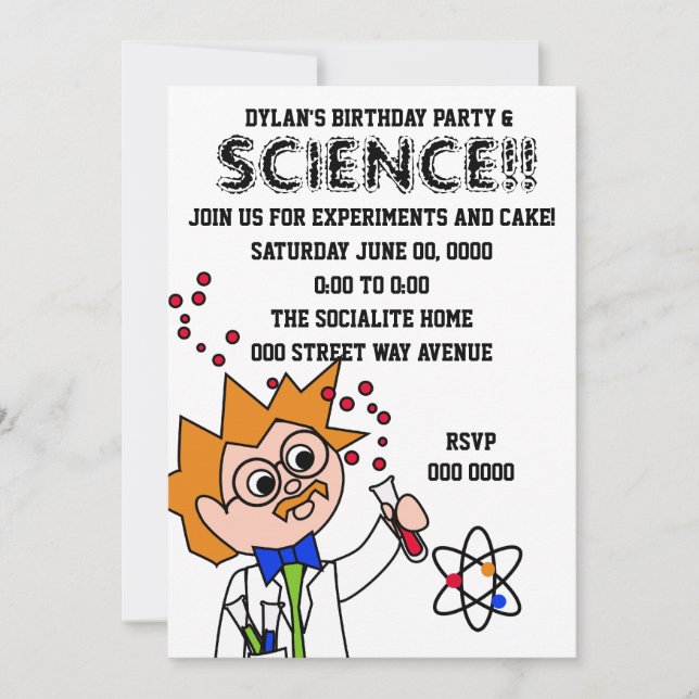 Science Experiment Invitation (Front)