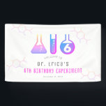 Science Experiment Neon Pink Girl Birthday Welcome Banner<br><div class="desc">This cool "birthday experiment" girl's science birthday party welcome banner features a white background with flasks,  and a test tube in neon pink. Personalise for your needs. You can find matching products at my store.</div>