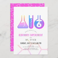 Science Experiment White & Neon Pink Girl Birthday