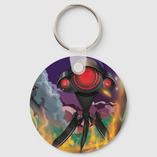 Science Fiction Alien Tripod Attack! Key Ring