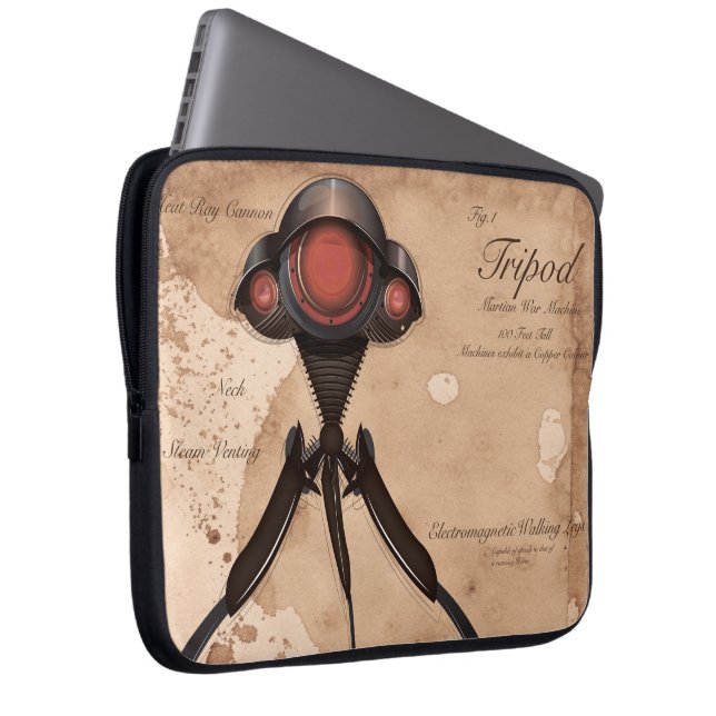 Science Fiction Alien Tripod Attack! Laptop Sleeve (Front Right)
