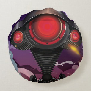 Science Fiction Alien Tripod Attack! Round Cushion
