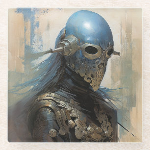 Science Fiction Alien Wearing Helmet Mask Glass Coaster