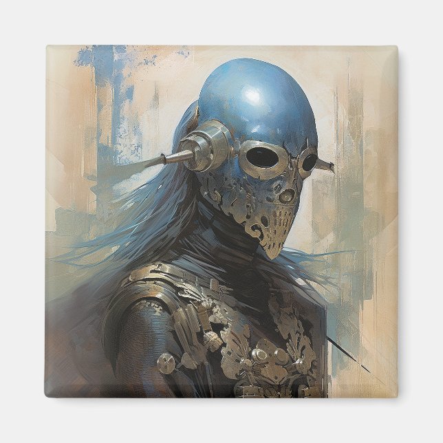 Science Fiction Alien Wearing Helmet Mask Magnet (Front)