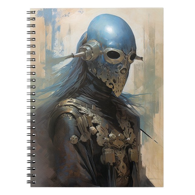 Science Fiction Alien Wearing Helmet Mask Notebook (Front)