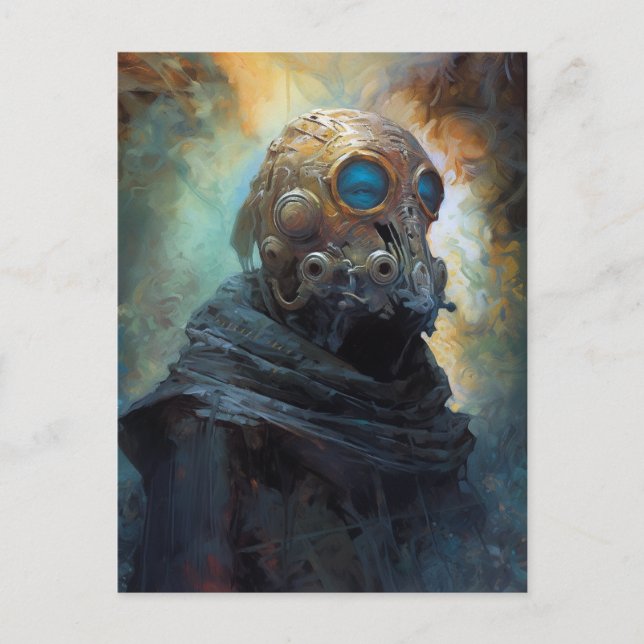 Science Fiction Alien Wearing Helmet Mask Postcard (Front)