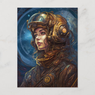 Science Fiction Art Pilot Lady Futuristic Postcard