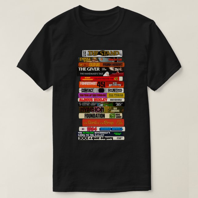 Science Fiction Books Stack T-Shirt (Design Front)