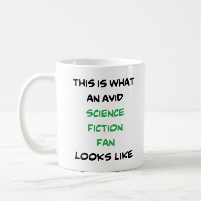 science fiction fan, avid coffee mug (Left)