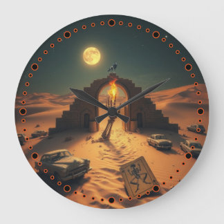 science fiction fantasy world surrealist desert large clock