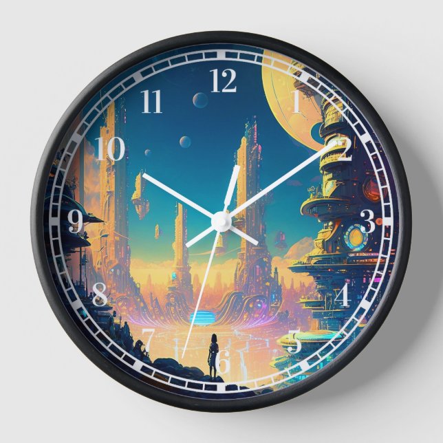 Science Fiction Futuristic City Clock (Front)