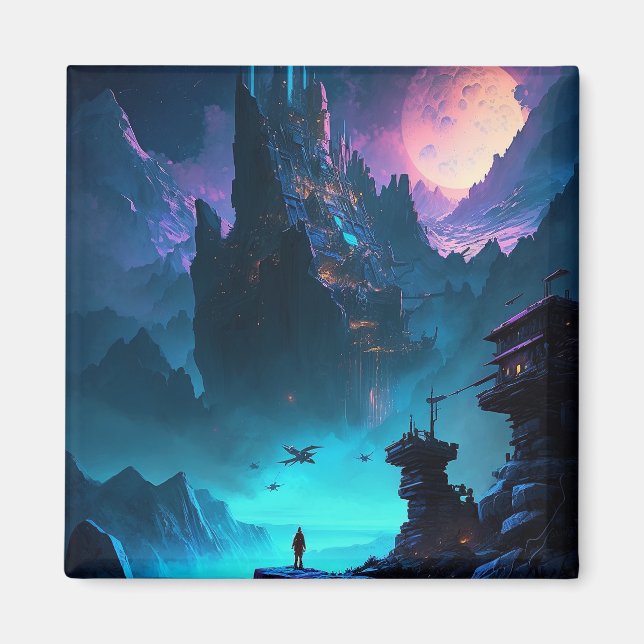 Science Fiction Futuristic City Magnet (Front)