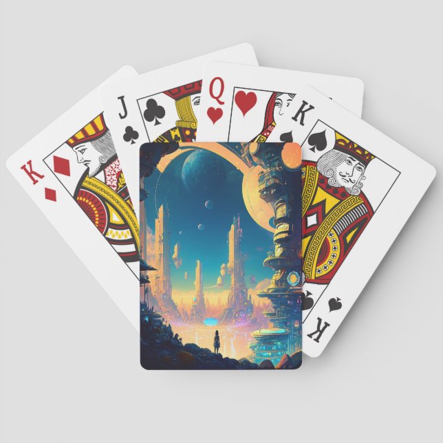 Science Fiction Futuristic City Playing Cards (Back)