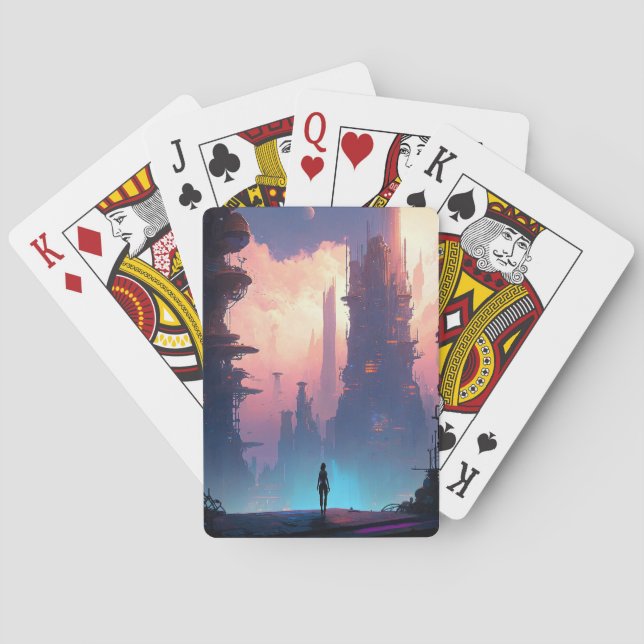 Science Fiction Futuristic City Playing Cards (Back)