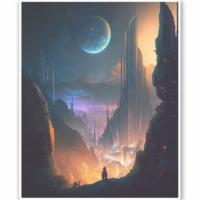 Science Fiction Futuristic City Sticker (Front)
