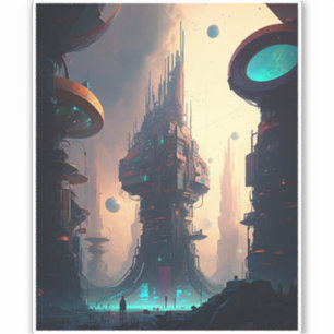 Science Fiction Futuristic City Sticker